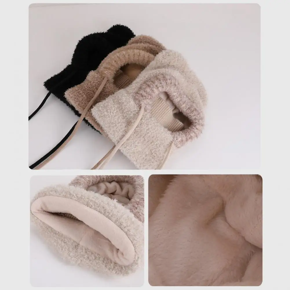 

Children Hat Plush Bear Ear Styling Warm Windproof Winter Hat with Face Guard Neckerchief Function Vertical Headgear Warm 2025