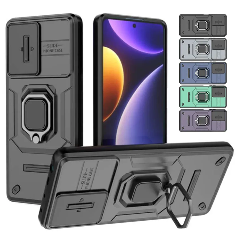 For Redmi Note 13 Pro 5G Note 12 12S Armor Case For Xiaomi 13T Poco X6 X5 Protective Cover Ring Magnetic Holder Coque Fundas