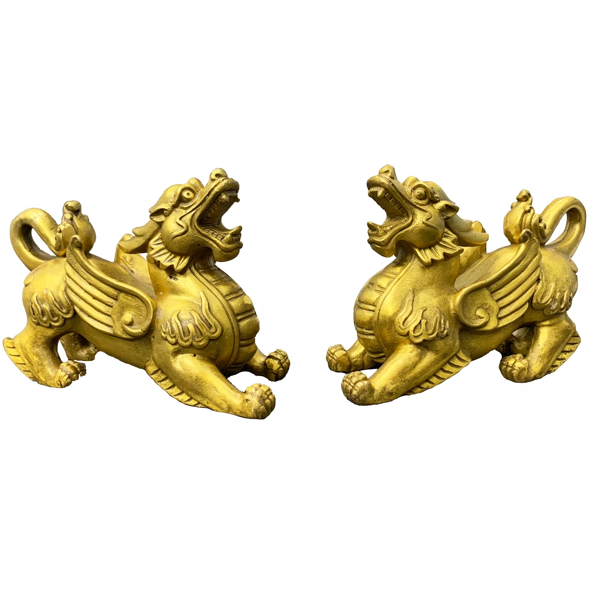 

Feng Shui Statue Brass pixiu 2set chinese Home decor Sculpture a Pair Fortune piyao Ornaments Money and Good Luck Figurine