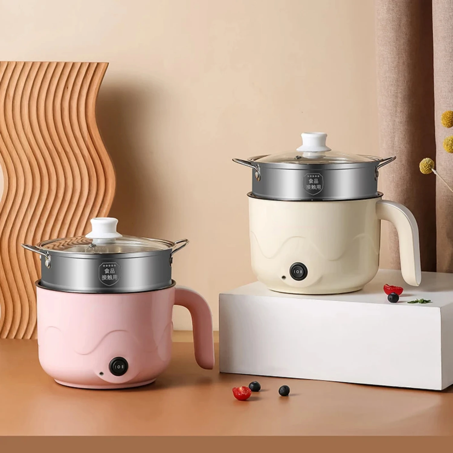 Pentola riscaldante da cucina multifunzione Pentola da cucina Pentola antiaderente per uova al vapore a singolo/doppio strato