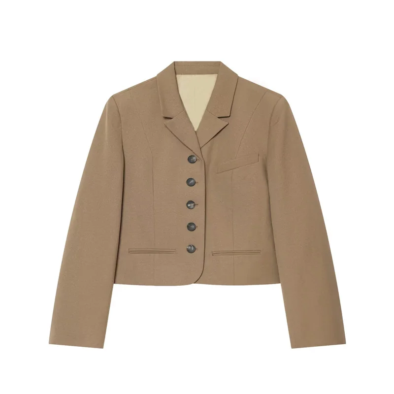 Guobioziy Women's Jacket 2026 Autumn New Camel Long-Sleeve Simple Slim Blazer Commuter Fashion Personality