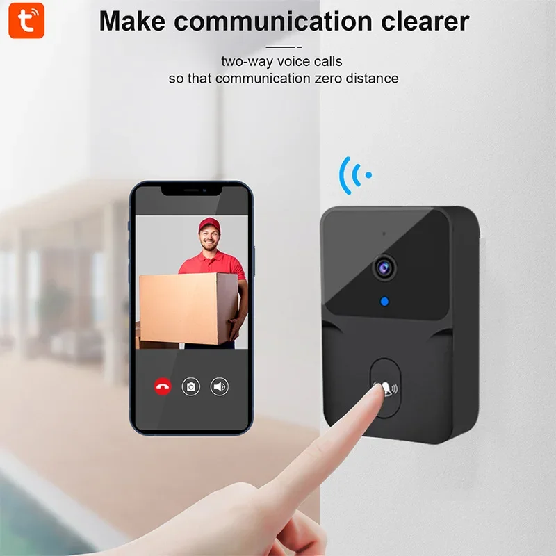 WF014  Tuya WiFi Video Doorbell Wireless HD Camera IR Alarm Security Smart Home Door Bell WiFi Intercom for Home