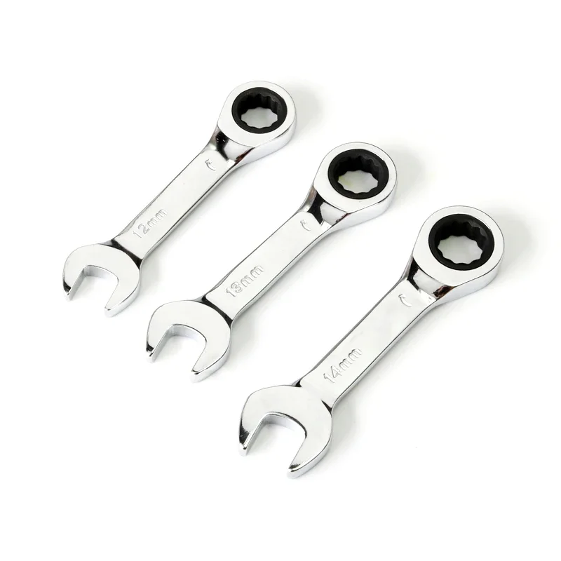 Short Handle Ratchet Socket Wrench Crv Quick Open Combinação Reversível Stubby Spanner Ferramentas de Reparação Automática 819 mm 72 Dentes 1pc