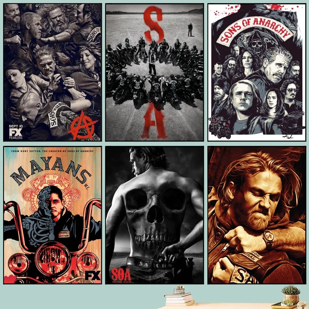 Sons Of Anarchy TV Series Poster DIY Vintage Movie Poster Wall Art Painting Study Stickers Small Szie Wall Painting