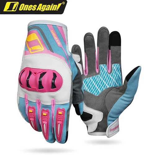 ¡Una vez más! Guantes de motocicleta para mujer, transpirables, TPU, carcasa de fibra de carbono, Moto, carreras, guantes de dedo completo