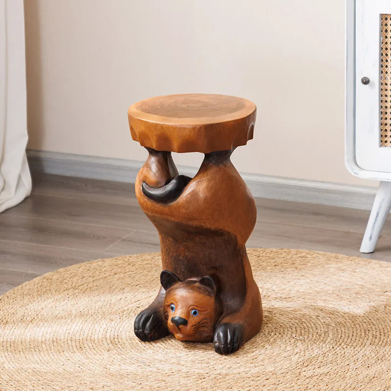 Thai solid wood animal stool cat stool