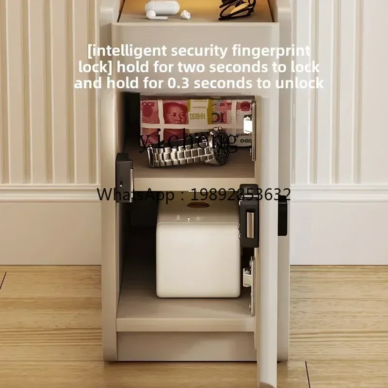 CC smart bedside table, small extremely narrow crevice cabinet, light luxury wireless charging, fingerprint lock, safe
