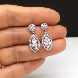 Huitan Chic Marquise Cubic Zirconia Dangle Earrings for Women Fashion Luxury Bride Wedding Earrings Good Quality Ear Jewelry