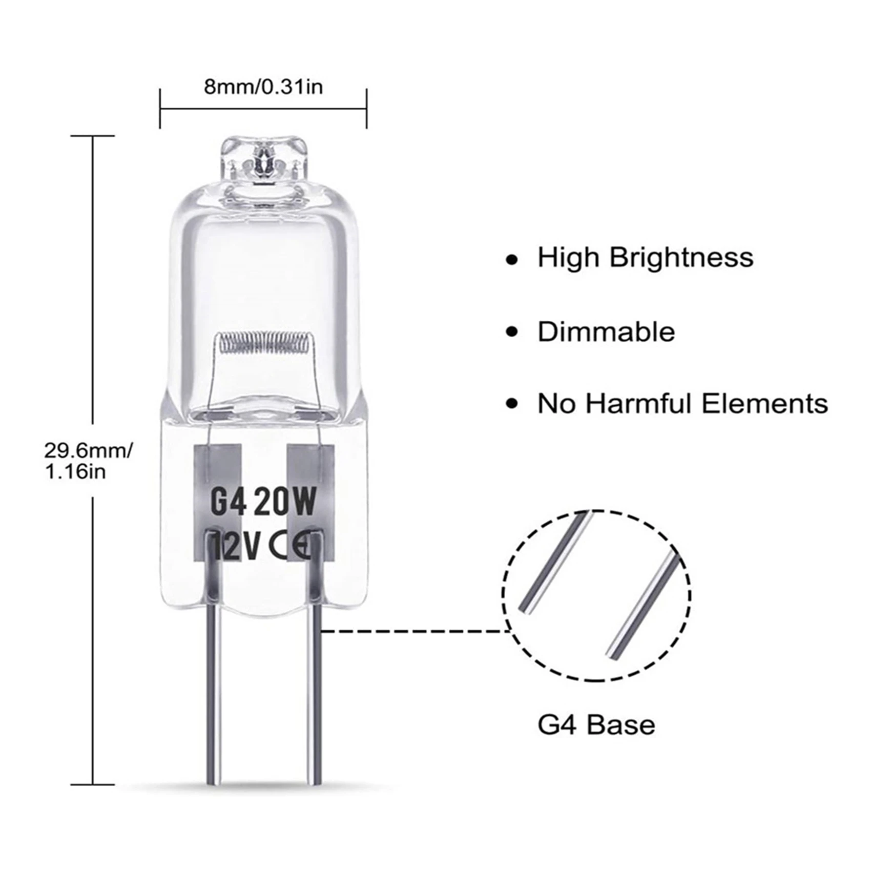 

B14C 120PCS G4 12V 20W Halogen Lamp G4 12V Bulb Inserted Beads Crystal Lamp Halogen Bulb 20W 12V Halogen Bulbs