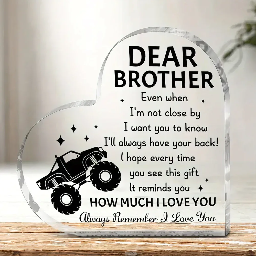 Cherished Brother Acrylic Keepsake, Glass-Like Finish, Modern Style, 5x7 Inch, Gift from Sister for Birthday, Father's Day, Vale
