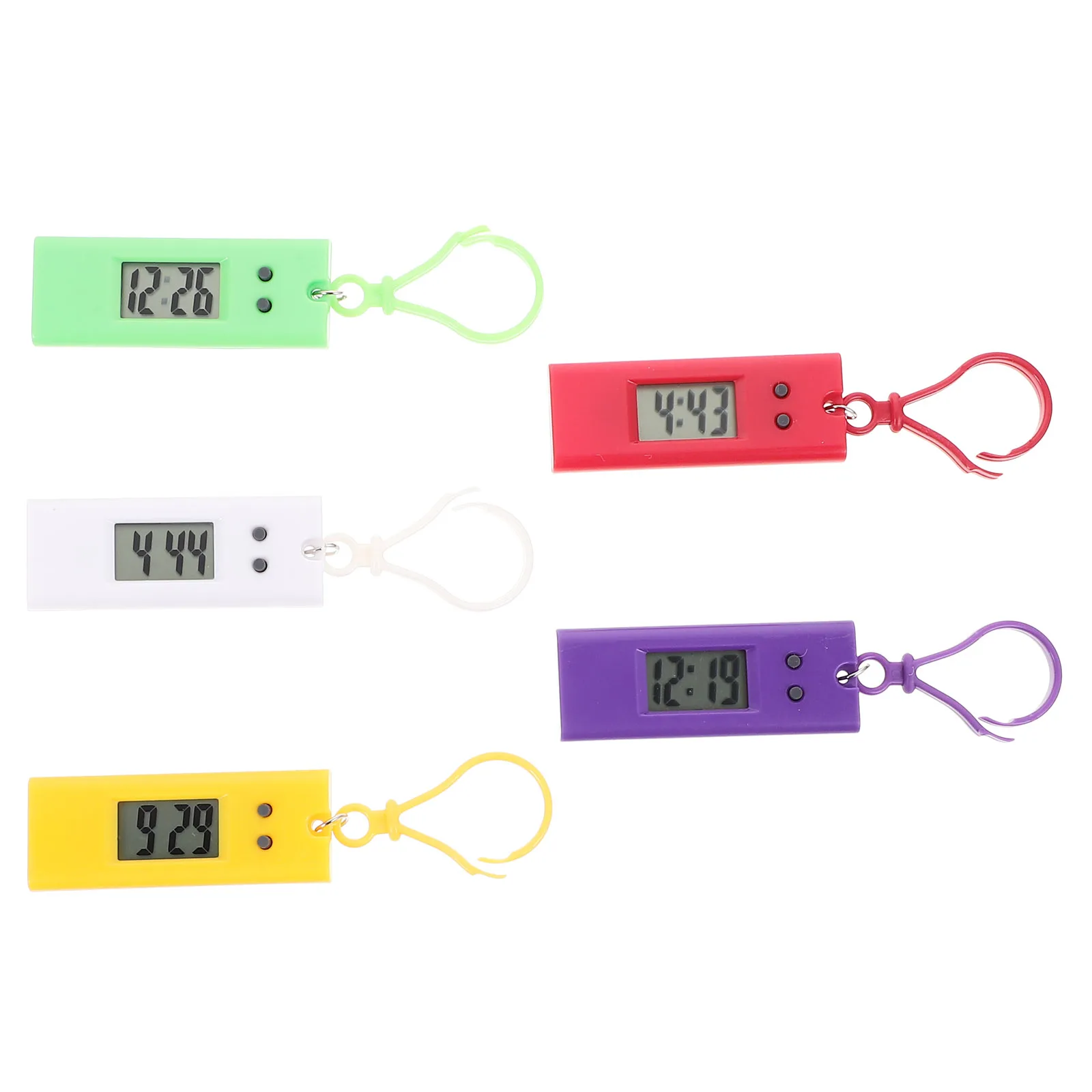 

5pcs Electronic Watch Key Chain Kids Simple Pocket Watch Keyring Fob Clip Belt Backpack Durable Practical Gift