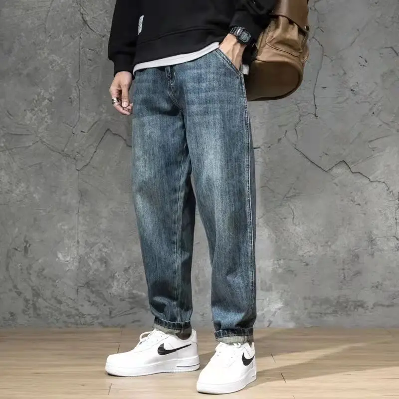 

New Loose Men Jeans Male Trousers Simple Design High Quality All-match Students Daily Casual Straight Denim Pants Male D85