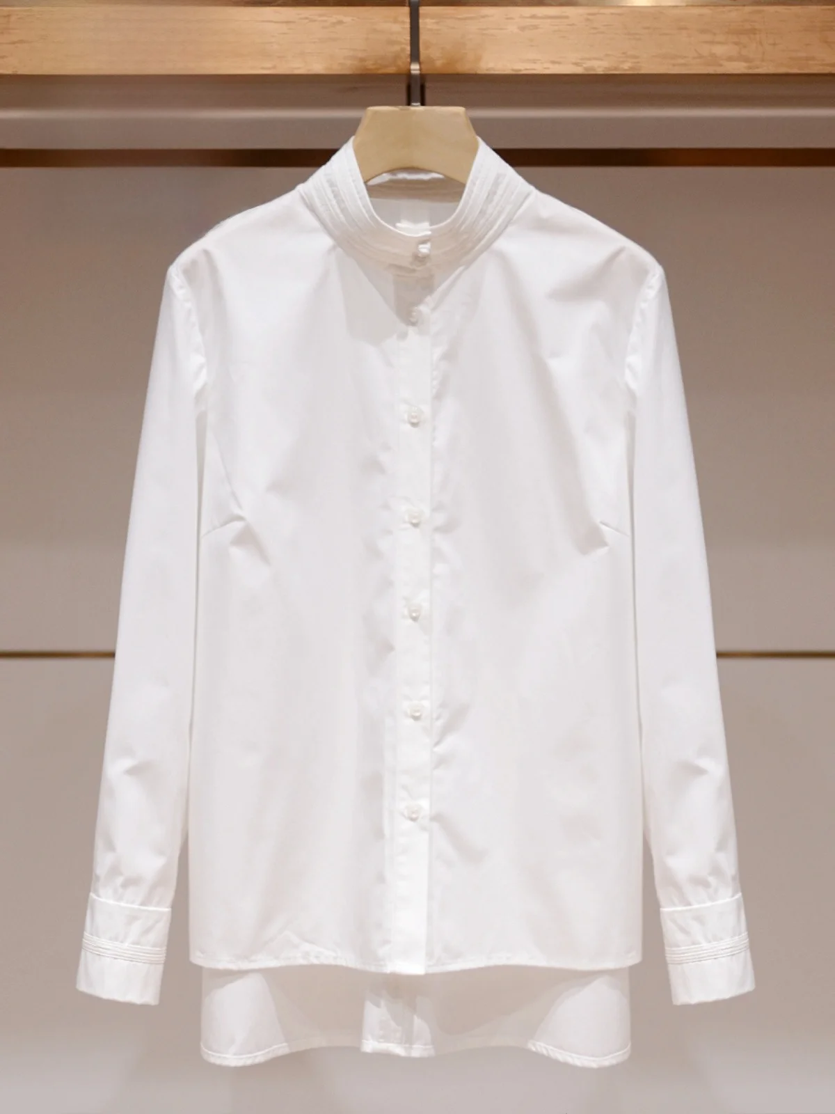 

Женская свободная повседневная блузка средней длины с воротником-стойкой Ele White, дышащая, приятная к телу, для работы и повседневной носки, с длинными рукавами JOOva