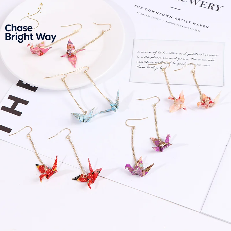 Kranich Earrings Origami Miniblings Bird Cranes Faltkunst Senbazuru Paper