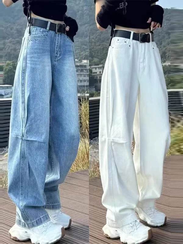 

plus Size American Style Wide Leg Jeans Women's Spring Autumn New Loose High Waist Slim Straight Cut Denim Trousers