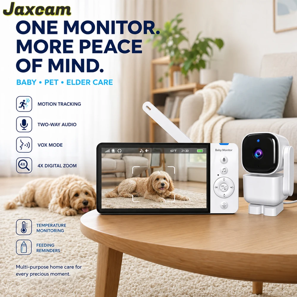 Baby Monitor 5.0 Inch PTZ Camera Built‑in 7 Lullabies VOX Mode Night Vision Two‑Way Audio Motion Detection Infant Safety Cam