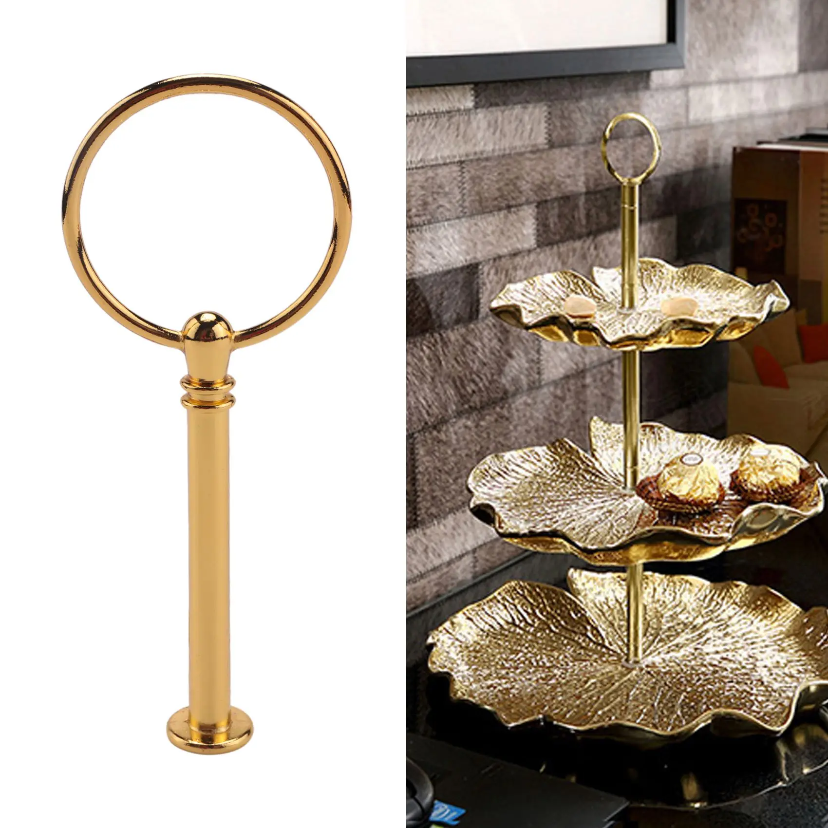 KSOL 5 Wedding Metal Gold 3 Tier Cake Stand Center Handle Rods Fittings Kit