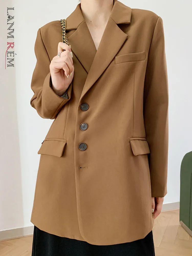 

LANMREM Irregular Blazer For Women Notched Collar Long Sleeves Pockets Korean Version Coat Top Office Lady 2024 New 2DA7072