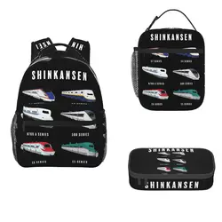 Japanese Shinkansen Bullet Trains Backpacks Boys Bookbag Students School Bags Cartoon Rucksack Lunch Bag Pen Bag Three-Piece Set