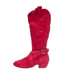 Bota de baile de Fiesta Latina para mujer, botas de baile de línea DIY, zapatos de gamuza, estilo occidental, baile de línea, costa occidental, bota de baile oscilante