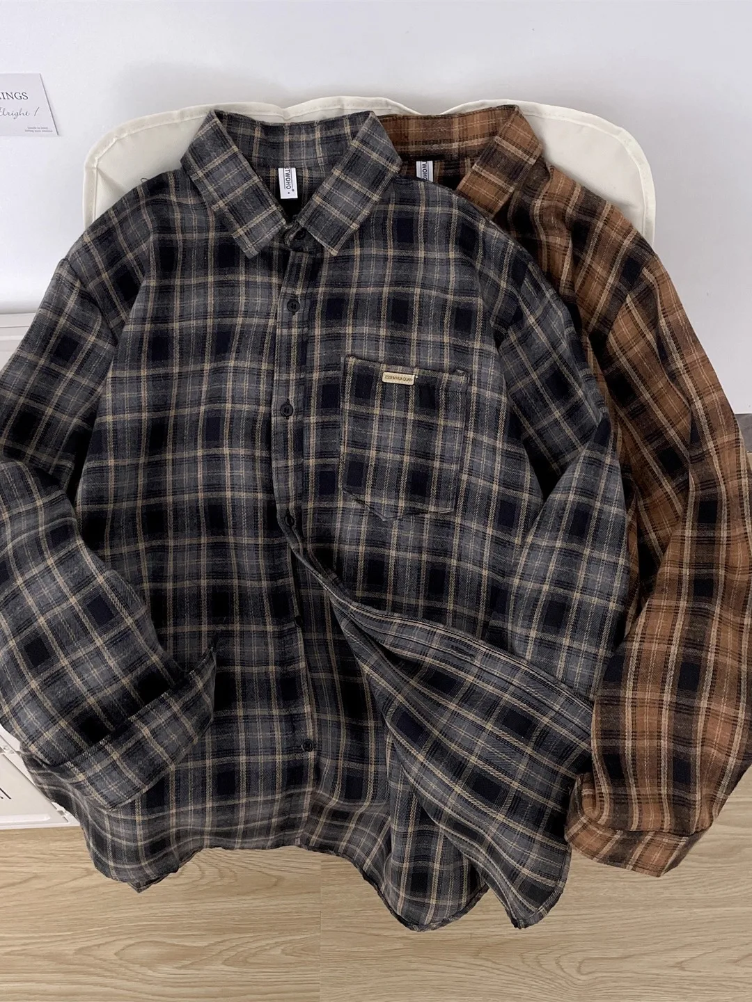 

Свободная рубашка в клетку с длинным рукавом в стиле ретро, крутой повседневный топ для осени и зимы, свободная рубашка для пар, дышащая, удобная, молодежная, стильная.