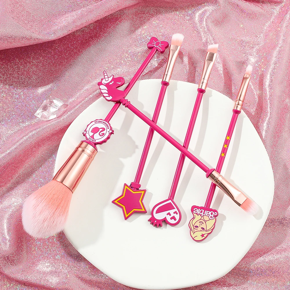 Barbie Princess Make-up Kwasten, Cosmetisch, Foundation, Poeder, Blush, Oogschaduw, Kabuki, Blending, Beauty Tools, 5st