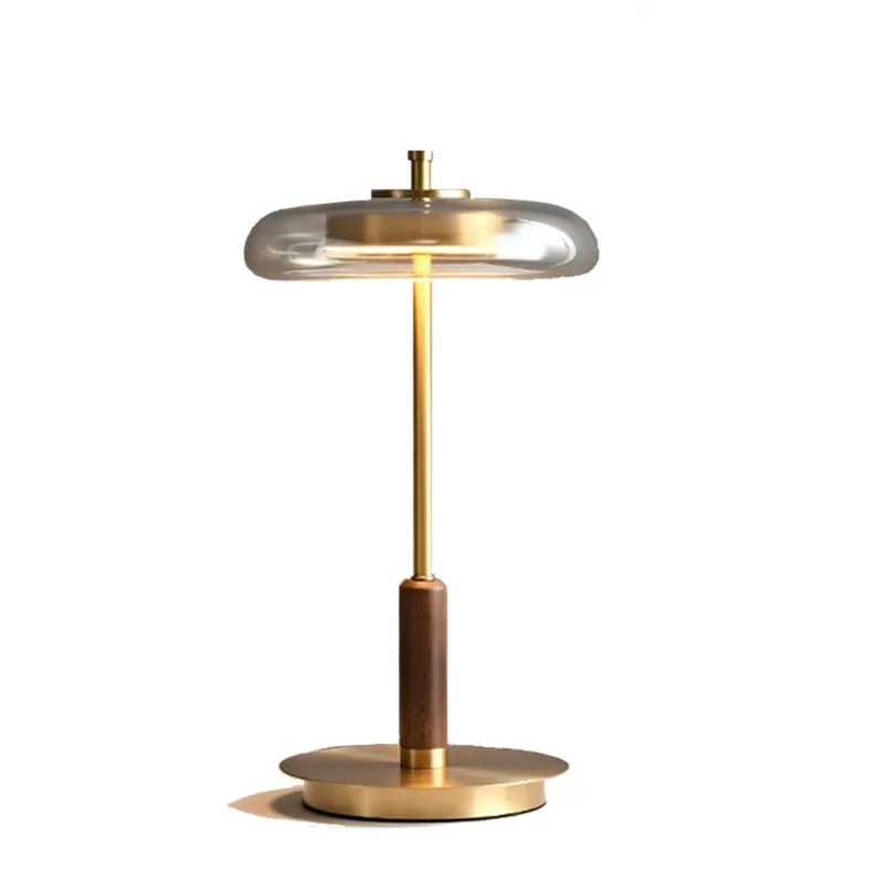 

Bedroom bedside table lamp, light luxury walnut study living room sofa creative floor lamp
