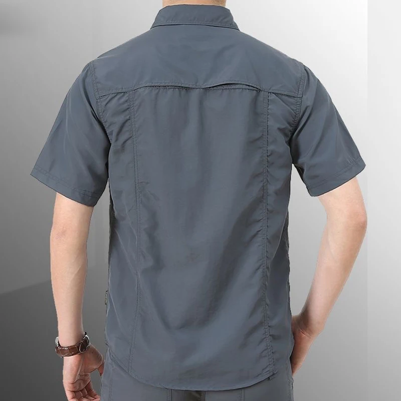 Men Summer Outdoor Cargo Short Sleeve Shirt US SWAT Tactical Lightweight Quick Dry Multi-pocket Casual Camping Safari Work Shirt