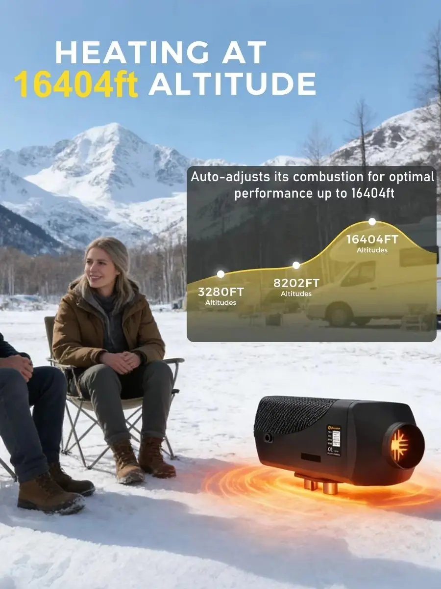 Sunster WIFI 2KW Dieselheizung 12V/24V Auto-Standheizung mit Bluetooth-App-Steuerung, LCD-Panel, geräuscharme Heizung für Wohnmobil, Auto, LKW, Camper, Zelt