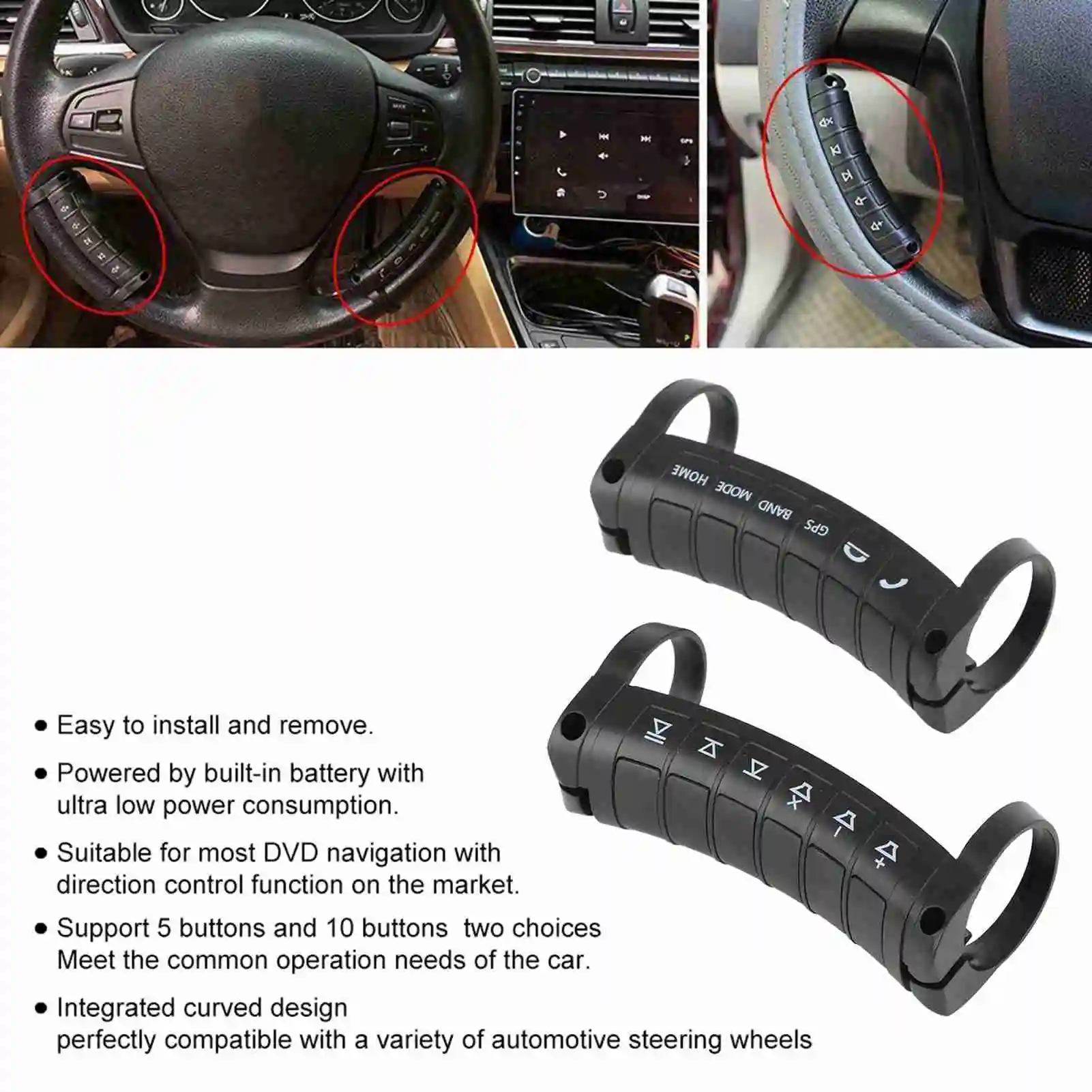 Steering Controller  Car Steering Wheel Remote Control Wireless DVD Navigation Buttons Controller