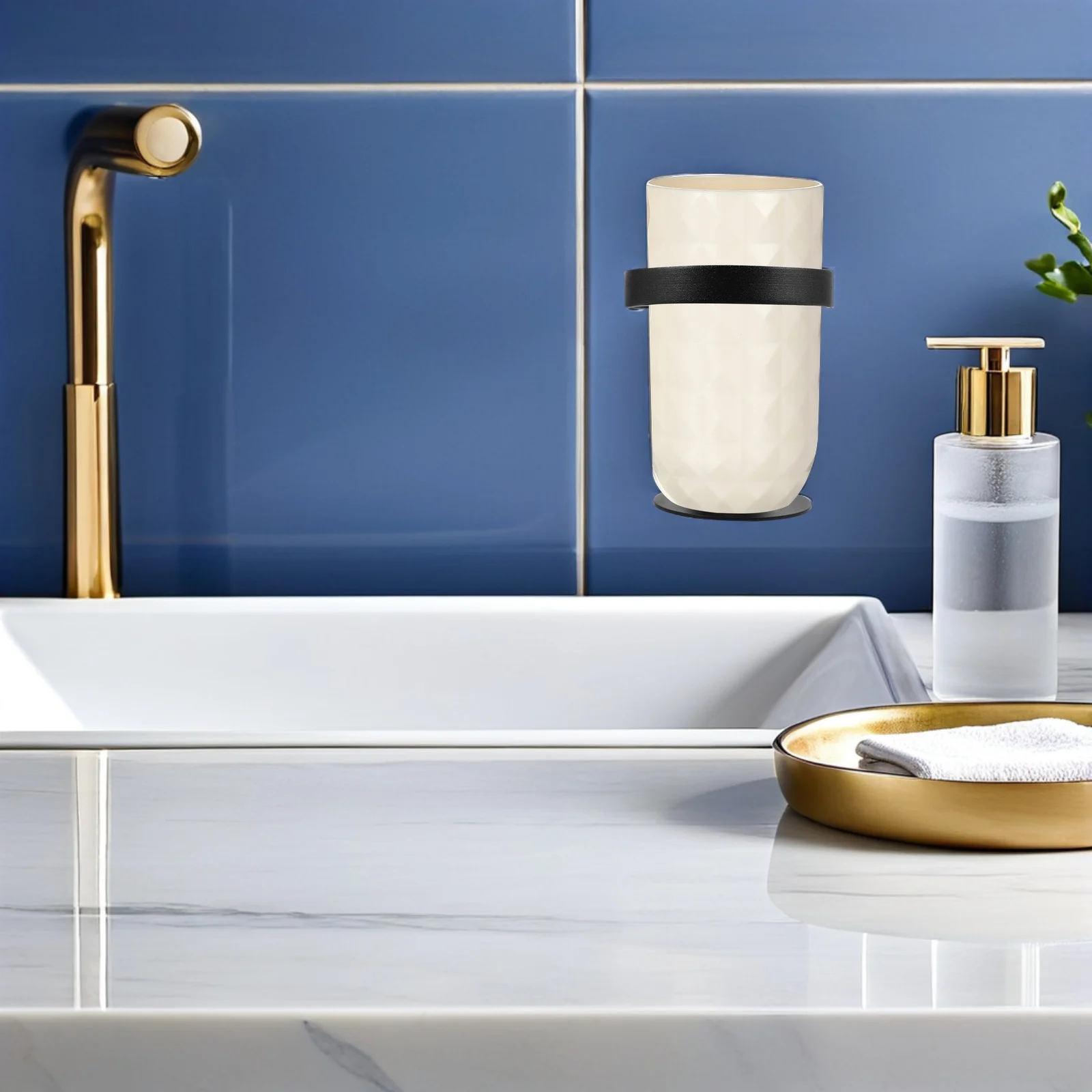 

Wall Mounted Toothbrush Cup Holder Aluminum Alloy Bathroom Shelf Organizer for Toothbrushes Cups Bottles Space Saving Storage