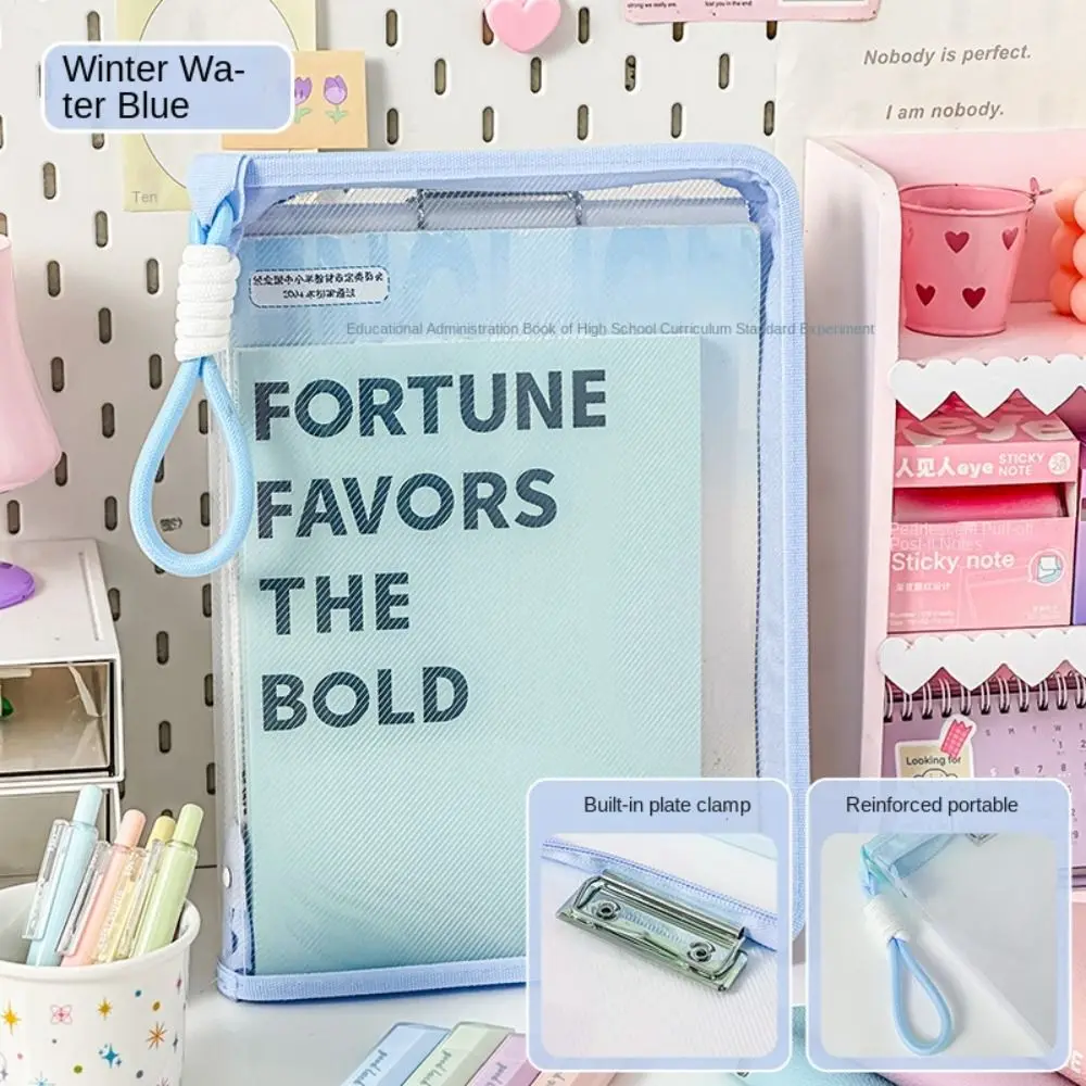 with Clipboard A4 Folder Large Capacity With Zipper A4 File Pocket Writing Pad Multifunctional File Folder Bag Students