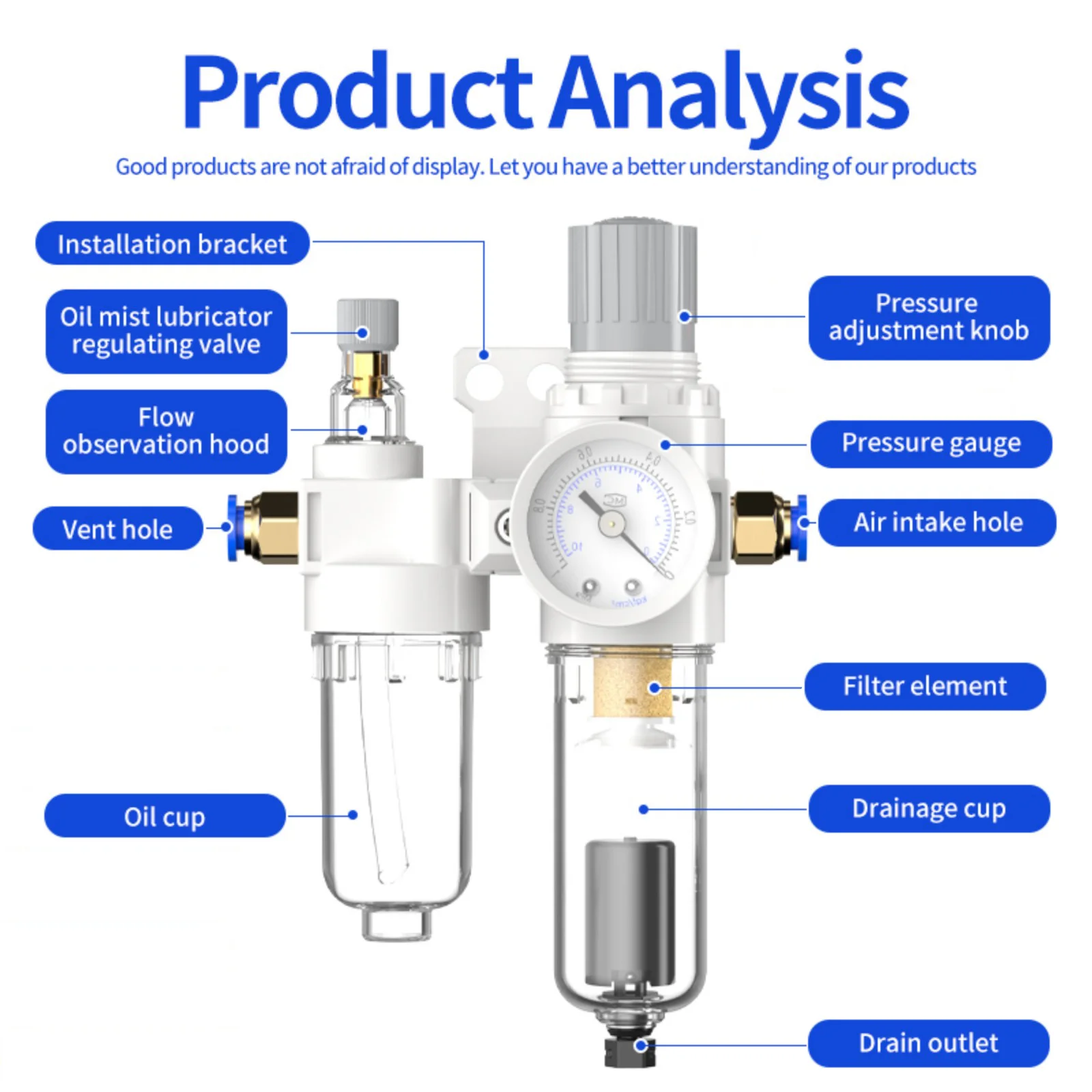 Inversion White AFC2000 air compressor air pump pressure regulating valve oil-water separator filter air source processor