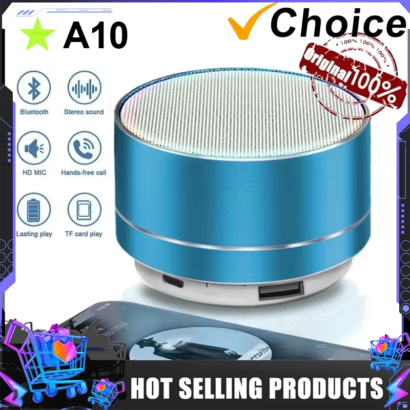 A10 Wireless Bluetooth Speaker Small Steel Cannon Subwoofer Portable Mini Gift Card Bluetooth Audio PC Laptops Outdoors Speakers