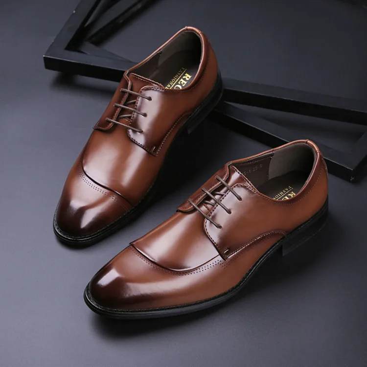 

2024 New Four Seasons Business Casual Single Formal Shoes Men's Genuine Leather Lace Gentlemen's Office Banquet Men Flats туфли