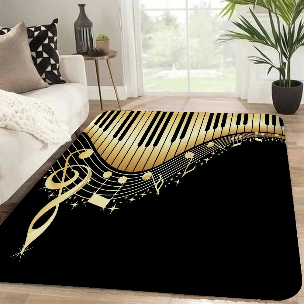 Vintage Cool Music Notes Piano Entrance Door Mat Anti-slip Absorb Water Long Strip Cushion Bedroon Mat Toilet Rug