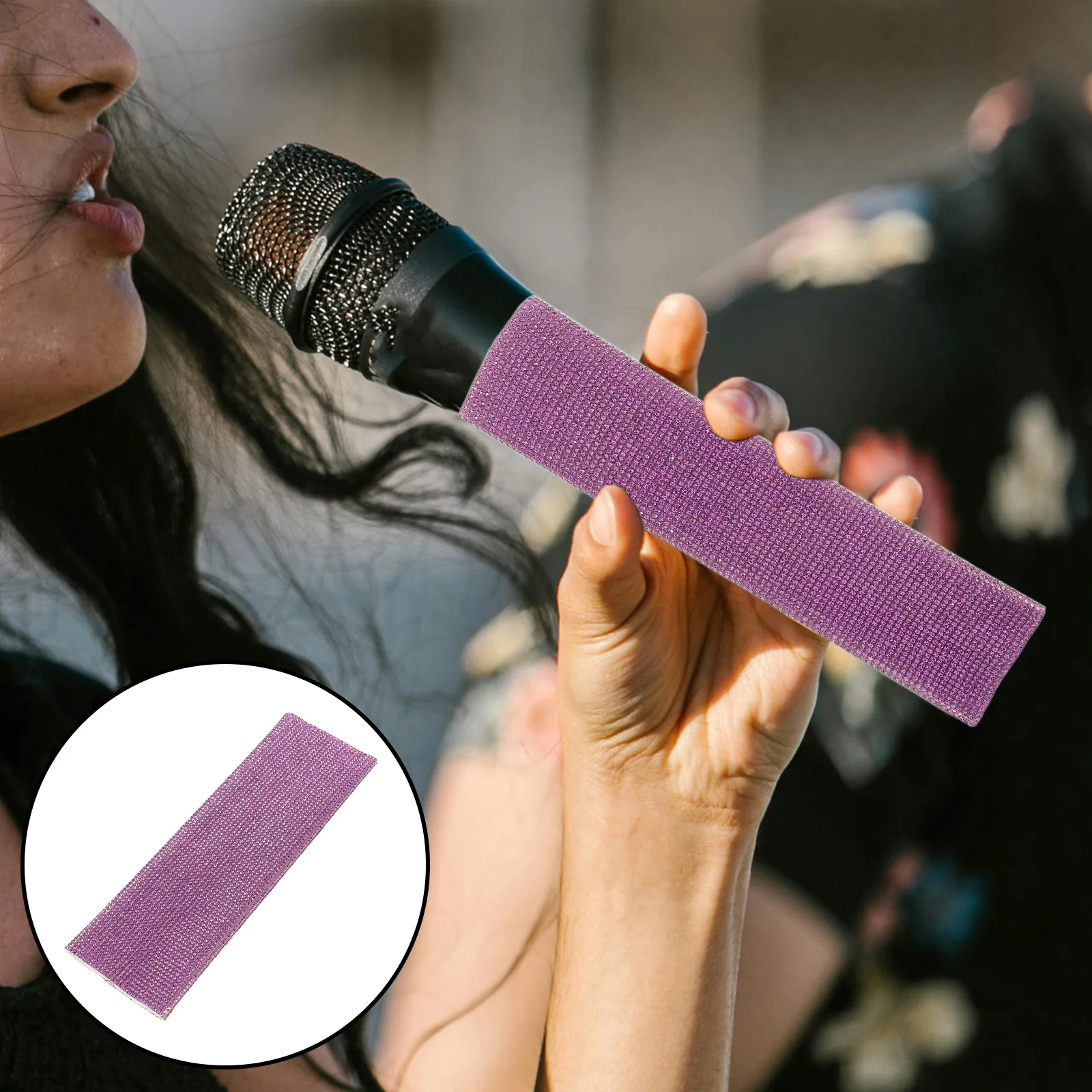 

Microphone Rhinestone Sleeve Wireless Mic Bling Cover Handle Protector Sparkling Decorative Stage Singers Karaoke Party