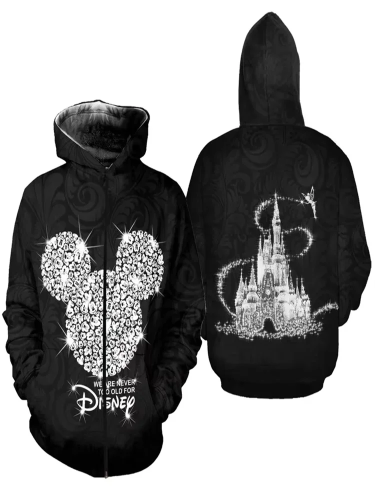 Mickey Mouse 3D Print Hoodie Disney Sweatshirt/Hoodie/Fleece Jacket Unisex Casual Hoodie Fashion Men\'s 3D Zip Hoodie