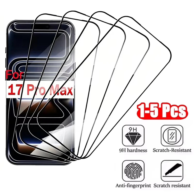 1-5 pi�ces de protection d'�cran int�grale pour iPhone 17 16e 15 13 12 11 14 16 Pro Max Plus 8 17Air SE XS XR, verre tremp� ultra transparent