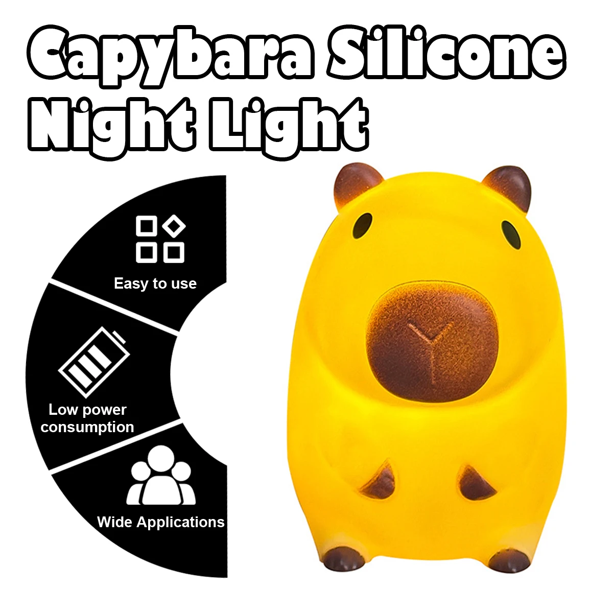 Cute Pet Capybara Night Light Pat Cartoon Bedroom Living Cute Pet Night Light Capybara Sleeping LED Bedside Room Decor Dimming