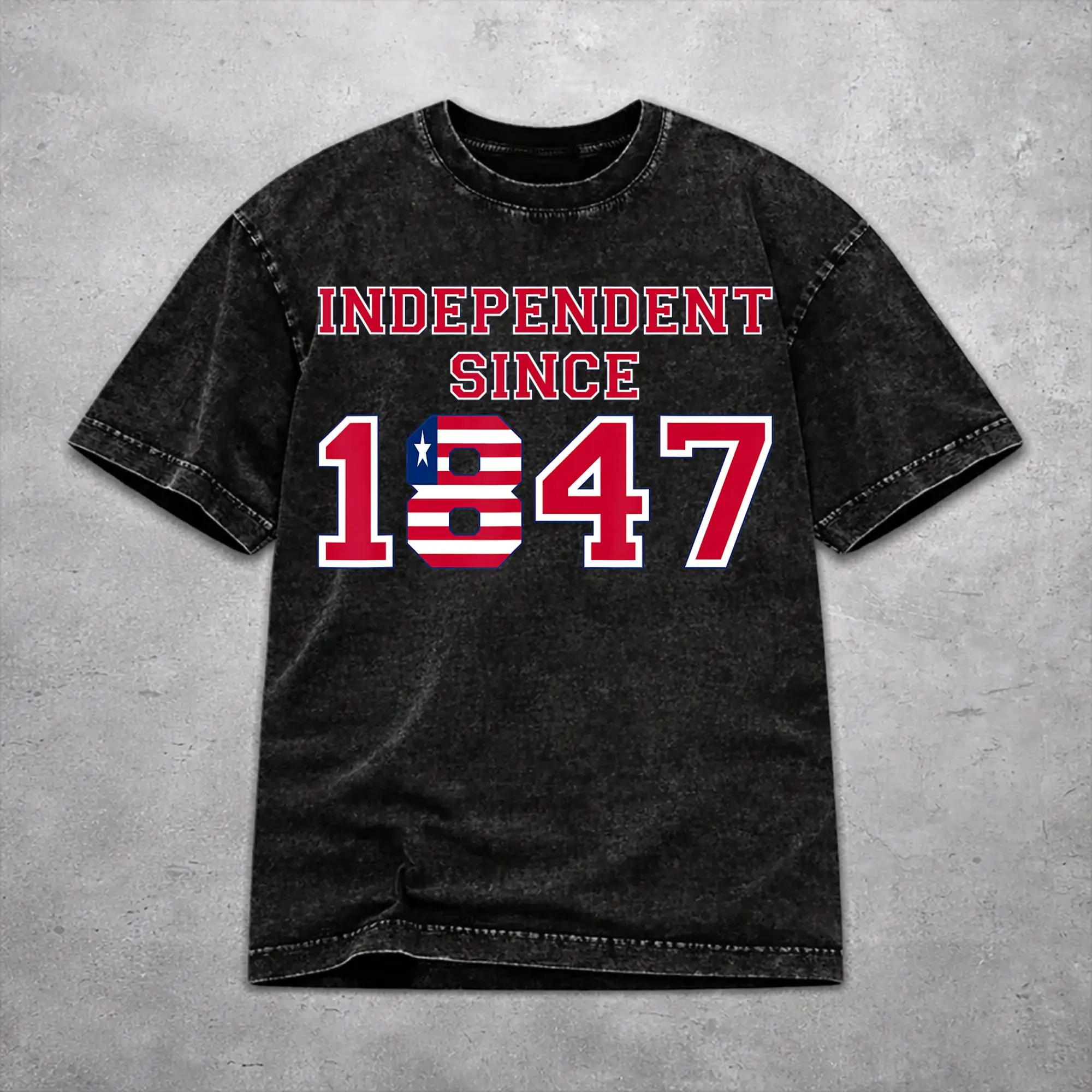 Oversize Liberia Independence Day Apparel T Shirt for Men Women  Washed Style Tee Shirts Clothing