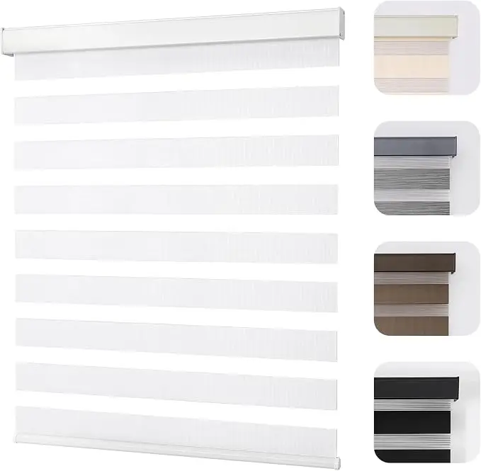 Factory Price Custom Size Waterproof Fireproof Motorized Remote Control Dual Layer Polyester Zebra Blinds For Window