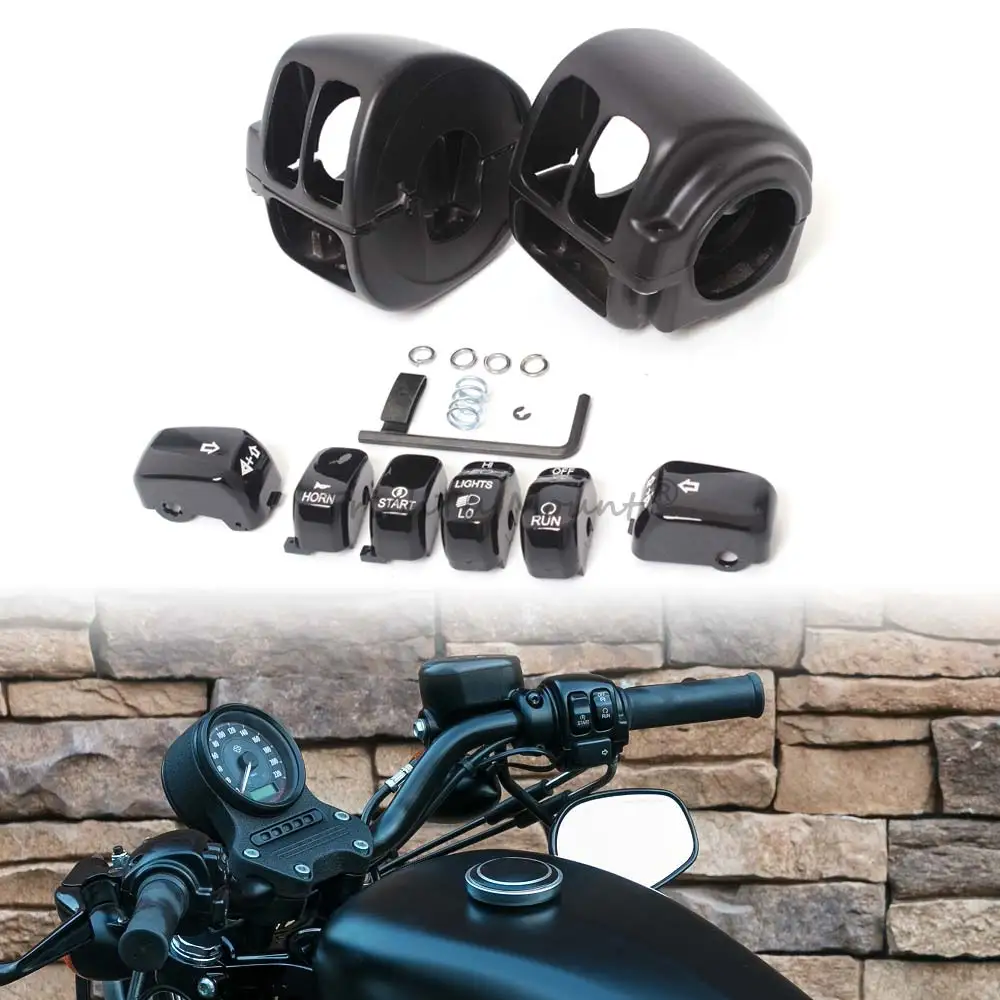 

For Harley Road King Sportster 883 1200 Dyna Softail VRSC Motorcycle Handlebar Control Switch Housing Cover and Button Cap