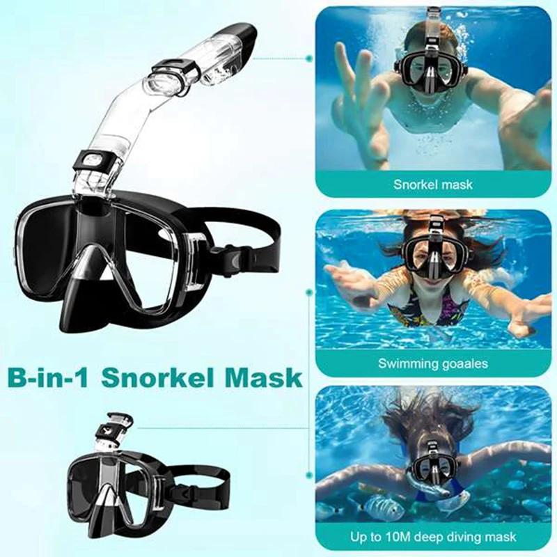 Diving Mask Anti-Fog Snorkel Mask Set With Full Dry Top System For Free Swimming Professional Snorkeling Gear Adult Kids image 5
