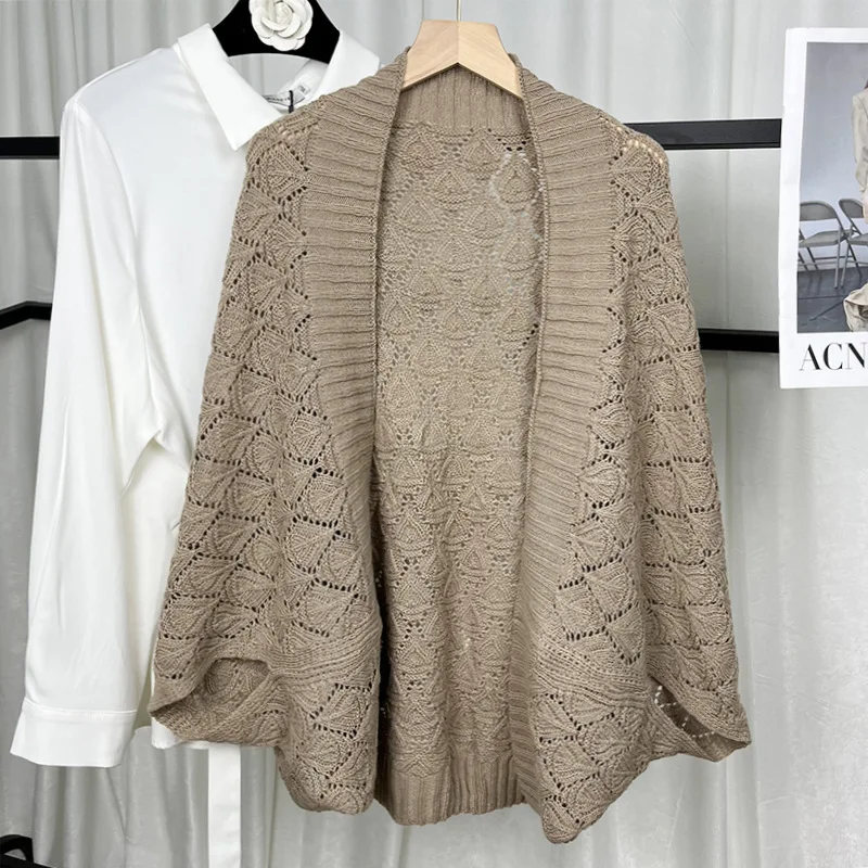 Factory Wholesale Elegant Hollow Out Knitting Cotton Shawl For Woman Muslim Solid Color Scarf Ladies Casual Poncho