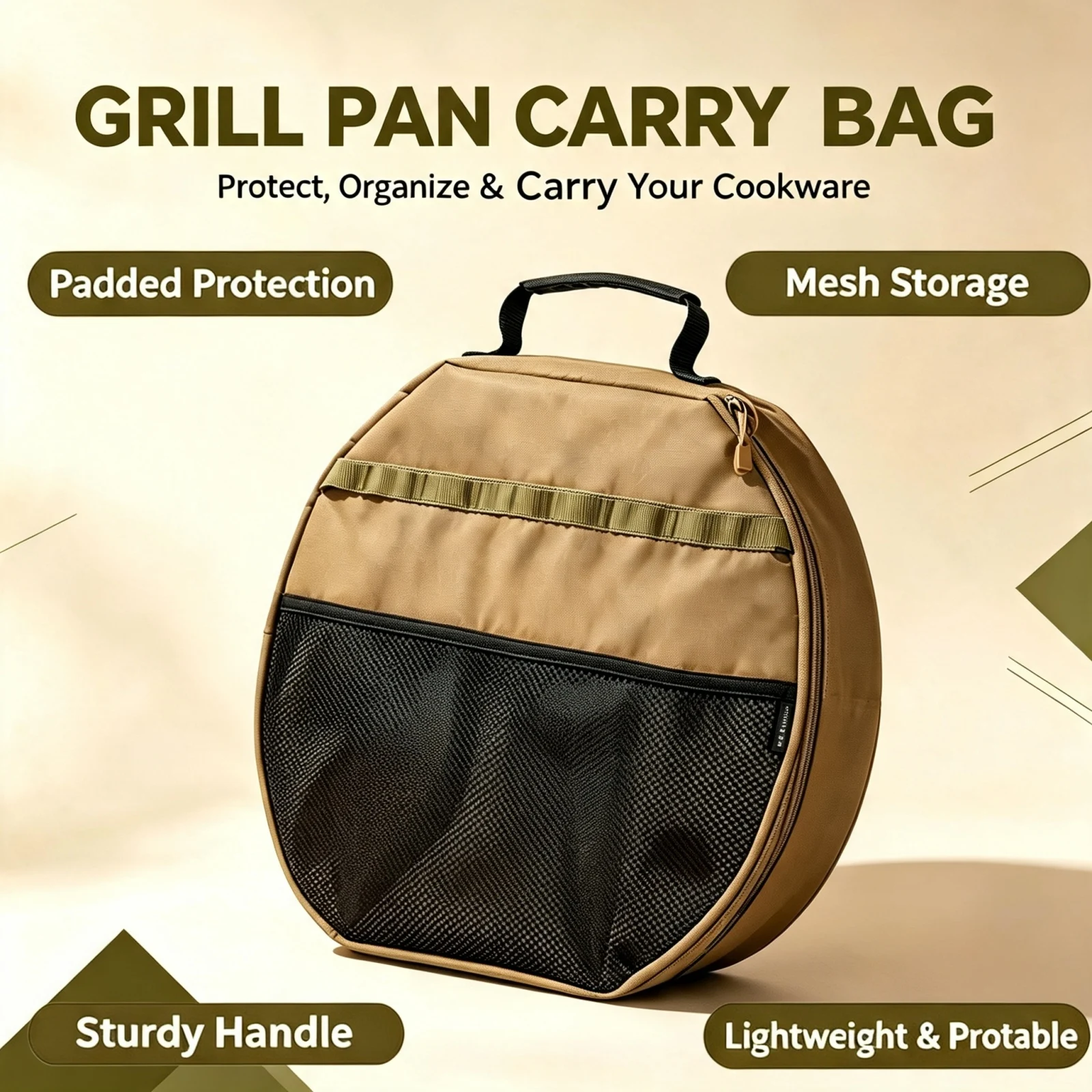 Skillet Cast Iron Camp - Round Grill Pan Carry Bag Padded