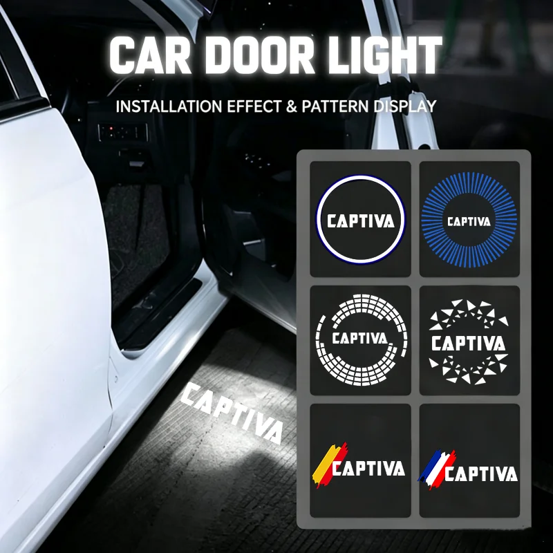 2Pcs For Chevrolet Captiva Logo 2012-2017 LED Projector Car Door Welcome Lights Atmosphere Lamp Auto Decor Accessories