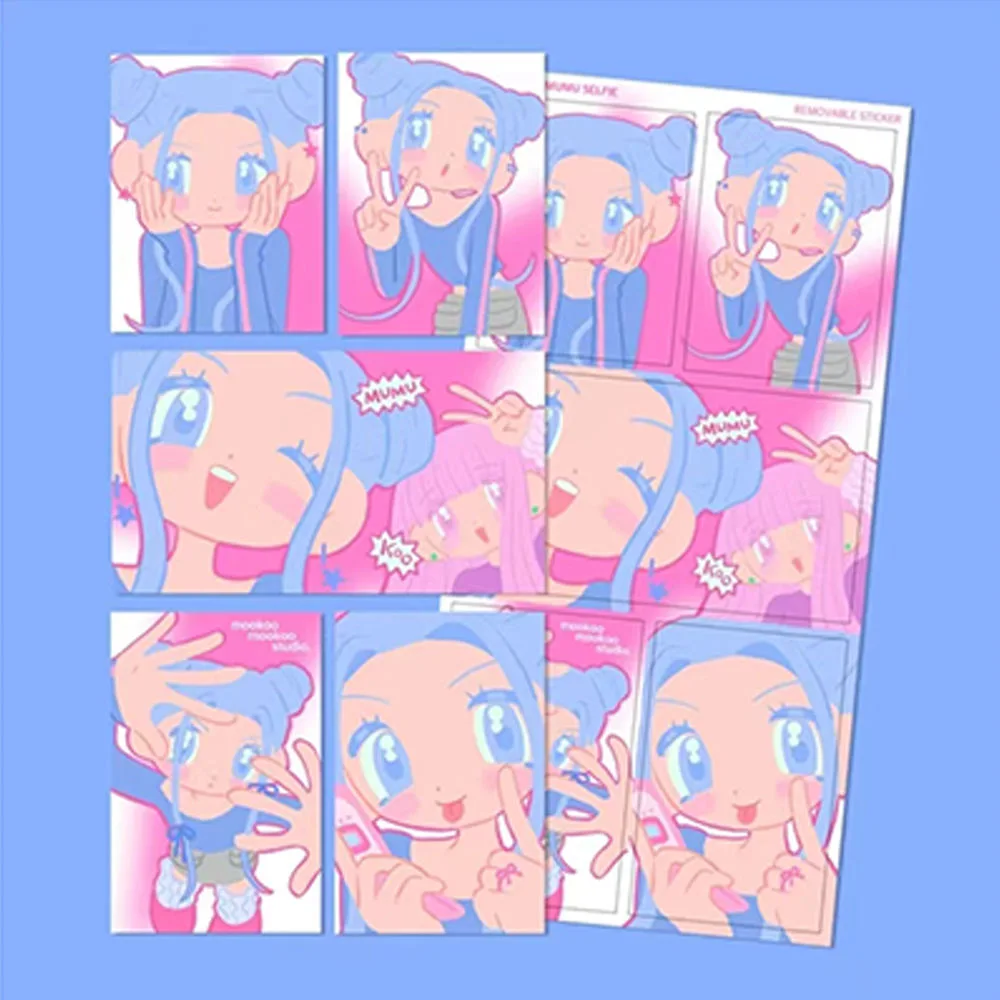 ملصقات Mookoo الكورية y2k فتاة حارة موحدة شخصية حساب اليد ملصق Ins عالية المظهر حافظة هاتف شعبية DIY بها بنفسك