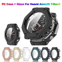 Tempered Glass + Case For Huami Amazfit T-Rex 3 Smart Watch Protective Bumper Cover Screen Protector Shell Amazfit T-Rex3