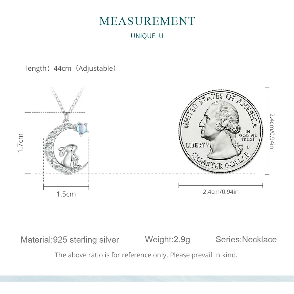 WOSTU 925 Sterling Silver Cute Cat Moon Pendant Necklace For Women, reamy Moonstone Zircon Charm Necklaces Special Gift For Her